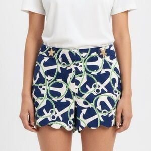 Mud Pie Shorts with Scalloped Hemline Anchor Design & Starfish Buttons S